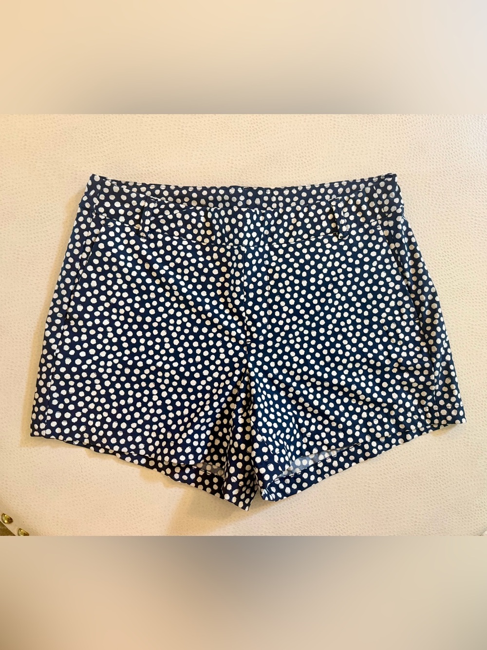 SPANX Navy and White Polka Dot Shorts - Picture 1 of 3